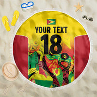 Custom Guyana Football Beach Blanket Golden Jaguars Spirit - Yellow - Wonder Print Shop