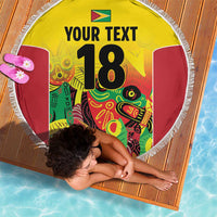 Custom Guyana Football Beach Blanket Golden Jaguars Spirit - Yellow - Wonder Print Shop