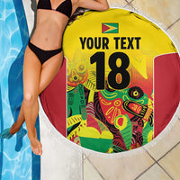 Custom Guyana Football Beach Blanket Golden Jaguars Spirit - Yellow - Wonder Print Shop