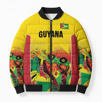 Custom Guyana Football Bomber Puffer Jacket Golden Jaguars Spirit - Yellow - Wonder Print Shop