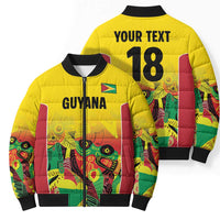 Custom Guyana Football Bomber Puffer Jacket Golden Jaguars Spirit - Yellow - Wonder Print Shop