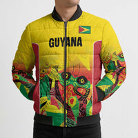 Custom Guyana Football Bomber Puffer Jacket Golden Jaguars Spirit - Yellow - Wonder Print Shop