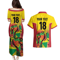 Custom Guyana Football Couples Matching Puletasi and Hawaiian Shirt Golden Jaguars Spirit - Yellow - Wonder Print Shop