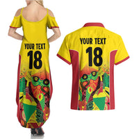 Custom Guyana Football Couples Matching Summer Maxi Dress and Hawaiian Shirt Golden Jaguars Spirit - Yellow - Wonder Print Shop
