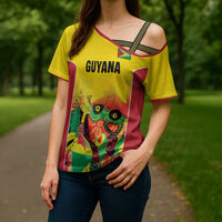 Custom Guyana Football Cross Shoulder Shirt Golden Jaguars Spirit - Yellow - Wonder Print Shop