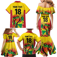 Custom Guyana Football Family Matching Mermaid Dress and Hawaiian Shirt Golden Jaguars Spirit - Yellow - Wonder Print Shop