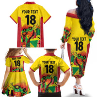 Custom Guyana Football Family Matching Off The Shoulder Long Sleeve Dress and Hawaiian Shirt Golden Jaguars Spirit - Yellow - Wonder Print Shop