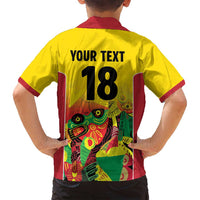 Custom Guyana Football Family Matching Off Shoulder Short Dress and Hawaiian Shirt Golden Jaguars Spirit - Yellow - Wonder Print Shop