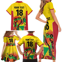 Custom Guyana Football Family Matching Short Sleeve Bodycon Dress and Hawaiian Shirt Golden Jaguars Spirit - Yellow - Wonder Print Shop
