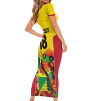 Custom Guyana Football Family Matching Short Sleeve Bodycon Dress and Hawaiian Shirt Golden Jaguars Spirit - Yellow - Wonder Print Shop