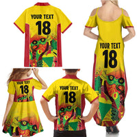 Custom Guyana Football Family Matching Summer Maxi Dress and Hawaiian Shirt Golden Jaguars Spirit - Yellow - Wonder Print Shop