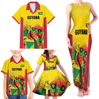 Custom Guyana Football Family Matching Tank Maxi Dress and Hawaiian Shirt Golden Jaguars Spirit - Yellow - Wonder Print Shop