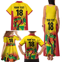 Custom Guyana Football Family Matching Tank Maxi Dress and Hawaiian Shirt Golden Jaguars Spirit - Yellow - Wonder Print Shop