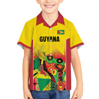 Custom Guyana Football Family Matching Tank Maxi Dress and Hawaiian Shirt Golden Jaguars Spirit - Yellow - Wonder Print Shop
