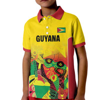 Custom Guyana Football Kid Polo Shirt Golden Jaguars Spirit - Yellow - Wonder Print Shop