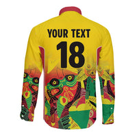 Custom Guyana Football Long Sleeve Button Shirt Golden Jaguars Spirit - Yellow - Wonder Print Shop