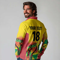Custom Guyana Football Long Sleeve Polo Shirt Golden Jaguars Spirit - Yellow - Wonder Print Shop