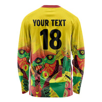 Custom Guyana Football Long Sleeve Shirt Golden Jaguars Spirit - Yellow - Wonder Print Shop