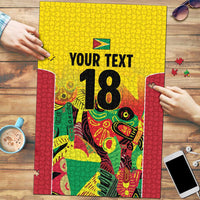 Custom Guyana Football Puzzle Golden Jaguars Spirit - Yellow - Wonder Print Shop