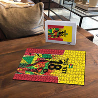 Custom Guyana Football Puzzle Golden Jaguars Spirit - Yellow - Wonder Print Shop