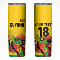Custom Guyana Football Skinny Tumbler Golden Jaguars Spirit - Yellow - Wonder Print Shop