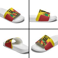 Custom Guyana Football Slide Sandals Golden Jaguars Spirit - Yellow - Wonder Print Shop