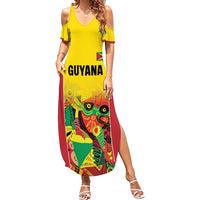Custom Guyana Football Summer Maxi Dress Golden Jaguars Spirit - Yellow - Wonder Print Shop