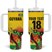 Custom Guyana Football Tumbler With Handle Golden Jaguars Spirit - Yellow - Wonder Print Shop