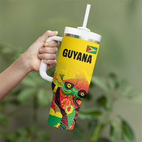 Custom Guyana Football Tumbler With Handle Golden Jaguars Spirit - Yellow - Wonder Print Shop