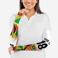 Custom Guyana Football Arm Sleeves Golden Jaguars Spirit - White - Wonder Print Shop