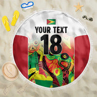Custom Guyana Football Beach Blanket Golden Jaguars Spirit - White - Wonder Print Shop