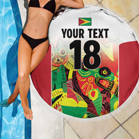 Custom Guyana Football Beach Blanket Golden Jaguars Spirit - White - Wonder Print Shop