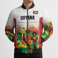 Custom Guyana Football Bomber Puffer Jacket Golden Jaguars Spirit - White - Wonder Print Shop