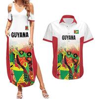 Custom Guyana Football Couples Matching Summer Maxi Dress and Hawaiian Shirt Golden Jaguars Spirit - White - Wonder Print Shop