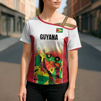 Custom Guyana Football Cross Shoulder Shirt Golden Jaguars Spirit - White - Wonder Print Shop