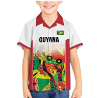 Custom Guyana Football Family Matching Mermaid Dress and Hawaiian Shirt Golden Jaguars Spirit - White - Wonder Print Shop