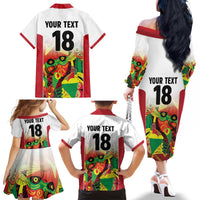 Custom Guyana Football Family Matching Off The Shoulder Long Sleeve Dress and Hawaiian Shirt Golden Jaguars Spirit - White - Wonder Print Shop