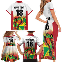 Custom Guyana Football Family Matching Short Sleeve Bodycon Dress and Hawaiian Shirt Golden Jaguars Spirit - White - Wonder Print Shop