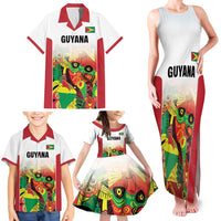 Custom Guyana Football Family Matching Tank Maxi Dress and Hawaiian Shirt Golden Jaguars Spirit - White - Wonder Print Shop