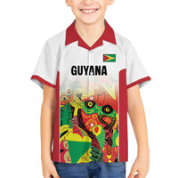 Custom Guyana Football Kid Hawaiian Shirt Golden Jaguars Spirit - White - Wonder Print Shop