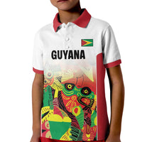 Custom Guyana Football Kid Polo Shirt Golden Jaguars Spirit - White - Wonder Print Shop