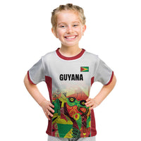 Custom Guyana Football Kid T Shirt Golden Jaguars Spirit - White - Wonder Print Shop