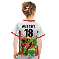 Custom Guyana Football Kid T Shirt Golden Jaguars Spirit - White - Wonder Print Shop