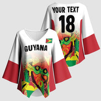 Custom Guyana Football Kimono Sleeve Blouse Golden Jaguars Spirit - White - Wonder Print Shop