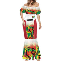 Custom Guyana Football Mermaid Dress Golden Jaguars Spirit - White - Wonder Print Shop