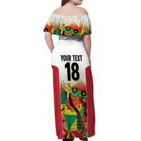 Custom Guyana Football Off Shoulder Maxi Dress Golden Jaguars Spirit - White - Wonder Print Shop