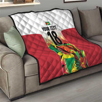 Custom Guyana Football Quilt Golden Jaguars Spirit - White - Wonder Print Shop