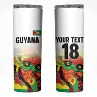 Custom Guyana Football Skinny Tumbler Golden Jaguars Spirit - White - Wonder Print Shop