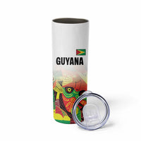 Custom Guyana Football Skinny Tumbler Golden Jaguars Spirit - White - Wonder Print Shop