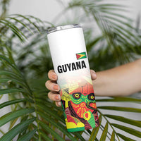 Custom Guyana Football Skinny Tumbler Golden Jaguars Spirit - White - Wonder Print Shop